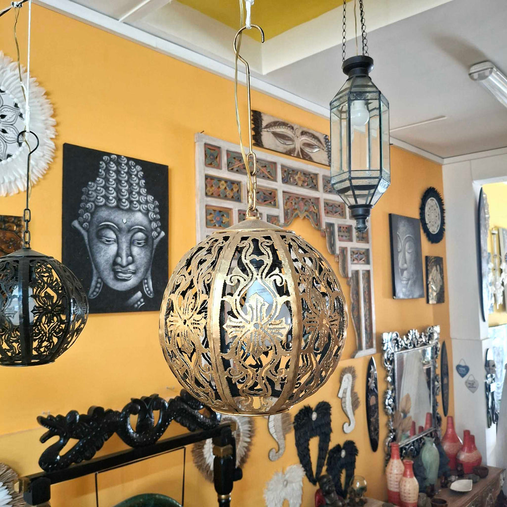 Lampadario etnico orientale in ferro battuto