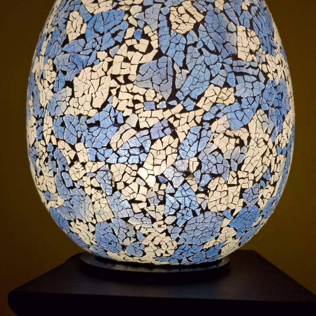 Tischleuchte Abatjour aus Glas in Weiß und Blau