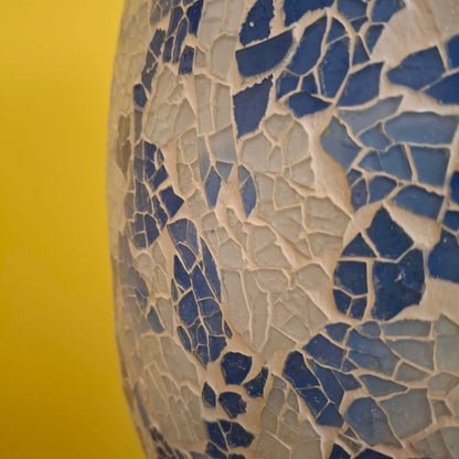 Lampada da tavolo abatjour in vetro bianca e blu - ETNICBAY