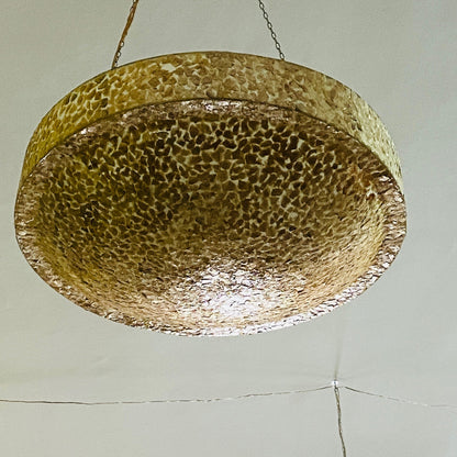 Plafonnier lustre en nacre dorée