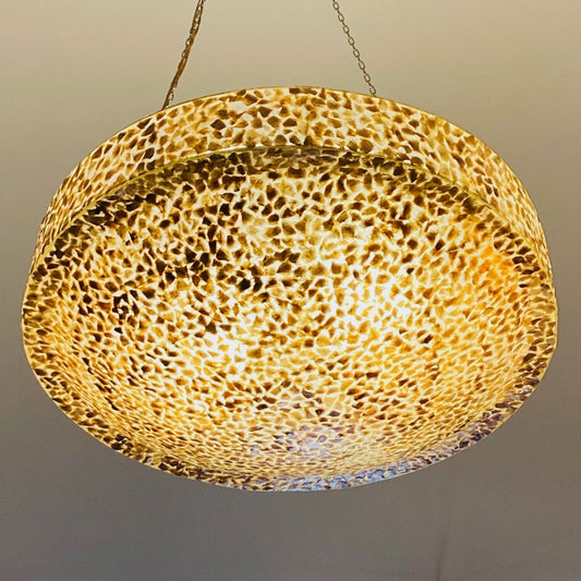 Plafonnier lustre en nacre dorée