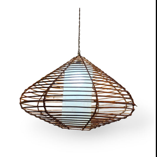 Lustre ethnique en rotin de style oriental 