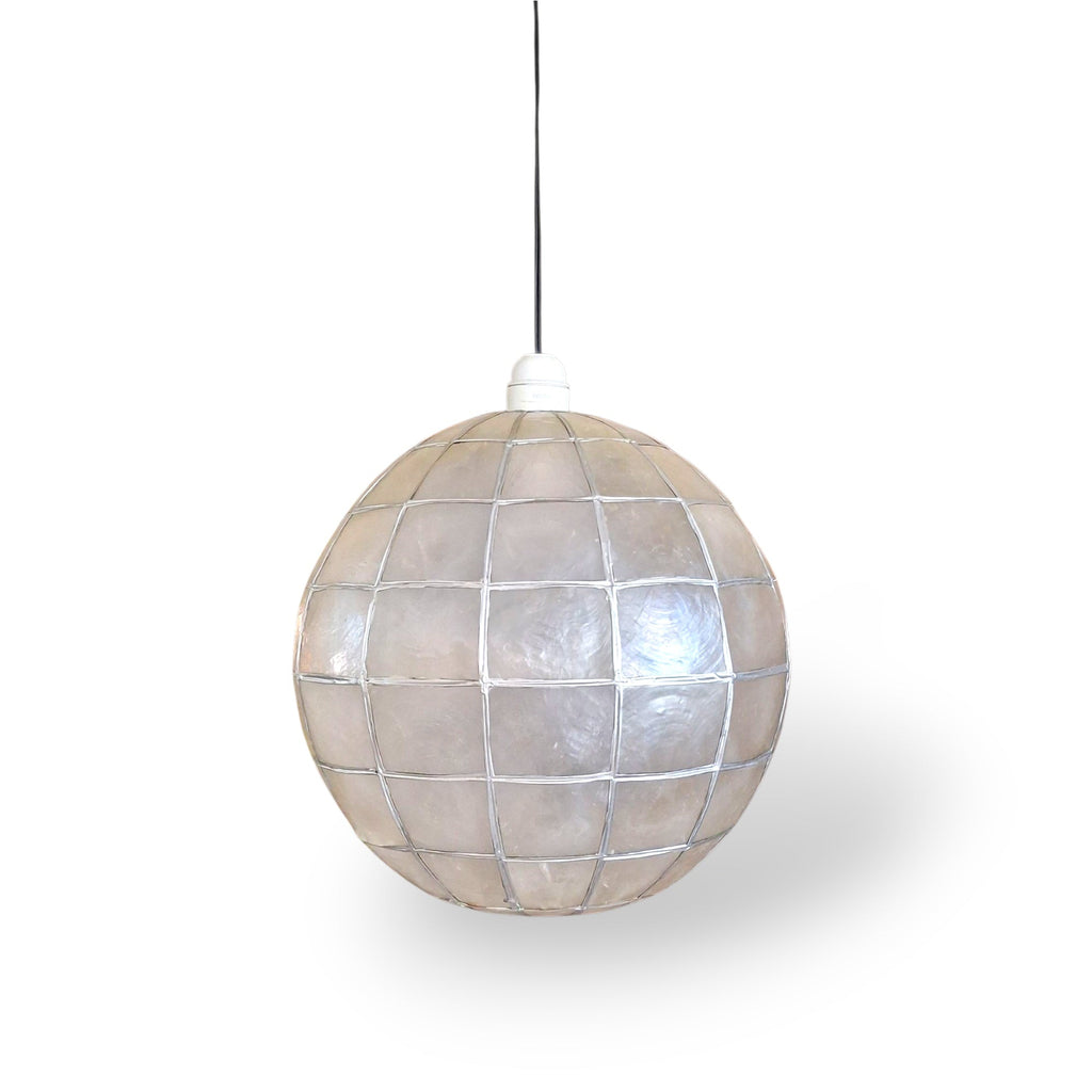 Lampadario rotondo madre perla e ferro battuto
