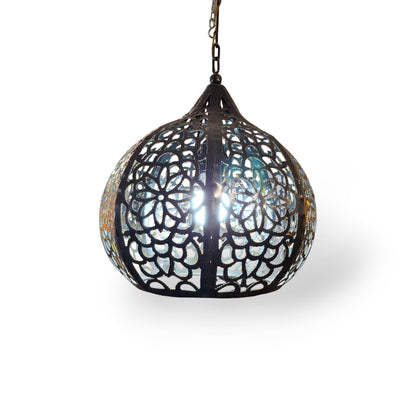 Lustre ethnique en fer forgé à motif floral