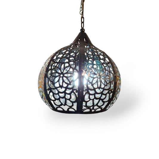 Lustre ethnique en fer forgé à motif floral