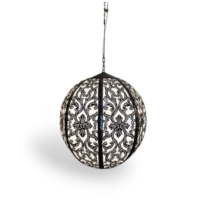 Lustre ethnique en fer forgé et tissu brodé