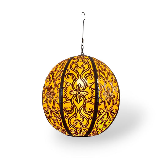 Lustre ethnique en tissu brodé et fer forgé