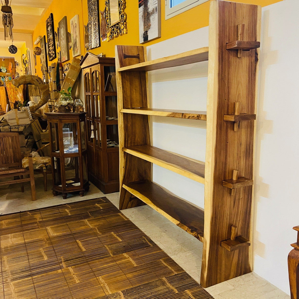 Libreria etnica legno massello parete attrezzata - ETNICBAY