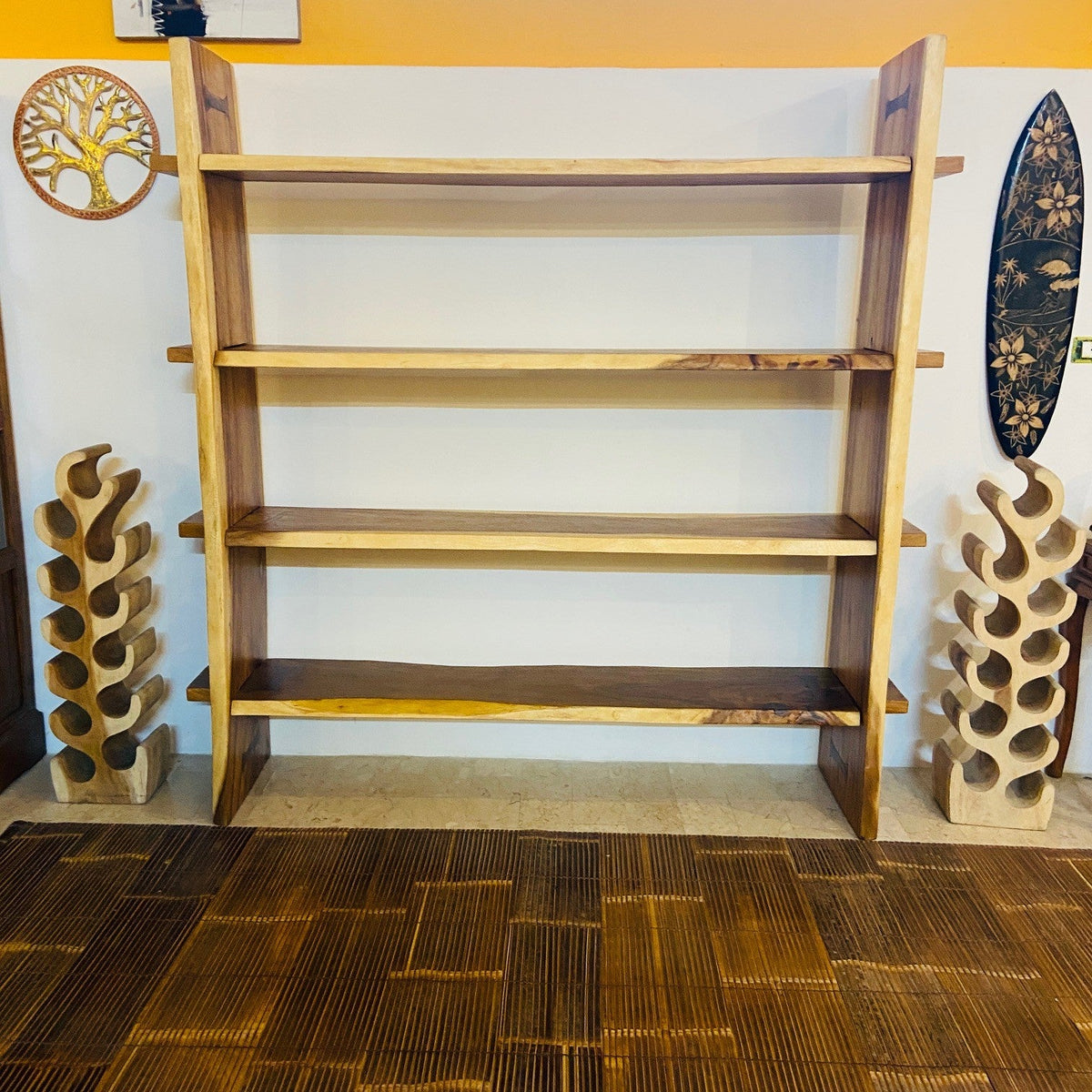 Libreria etnica legno massello parete attrezzata - ETNICBAY