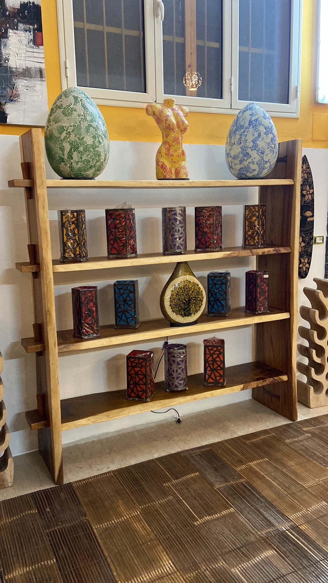 Libreria etnica legno massello parete attrezzata - ETNICBAY
