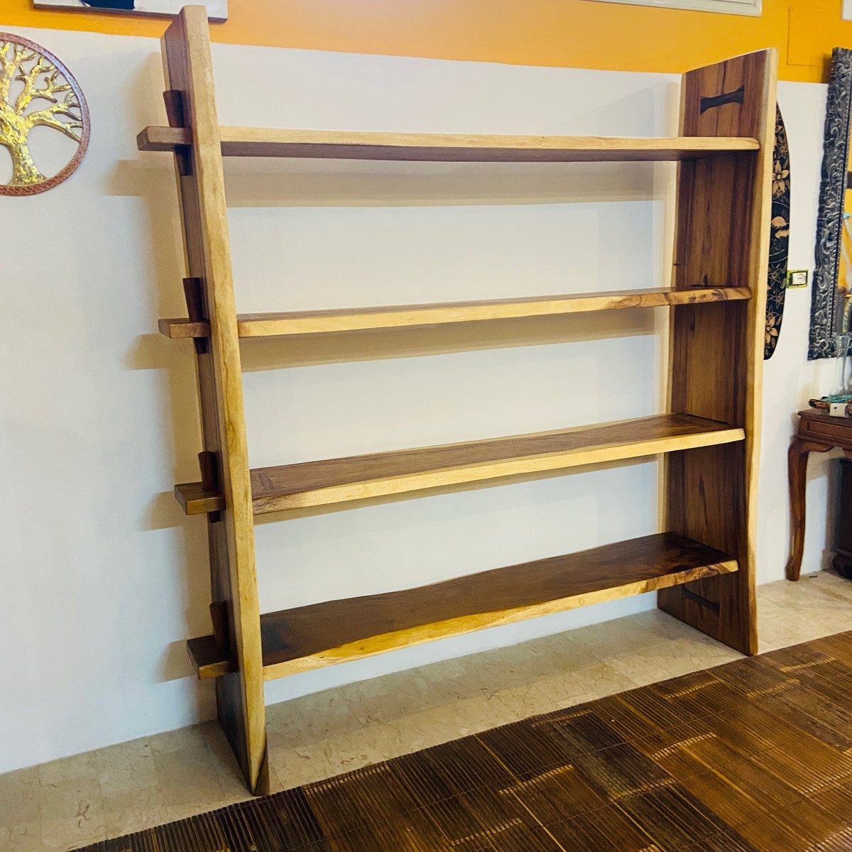 Libreria etnica legno massello parete attrezzata - ETNICBAY