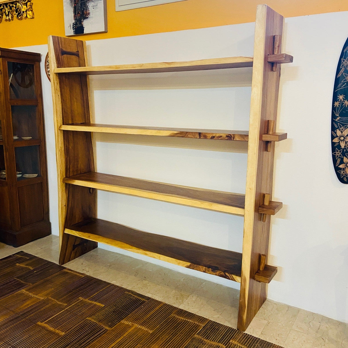Libreria etnica legno massello parete attrezzata - ETNICBAY