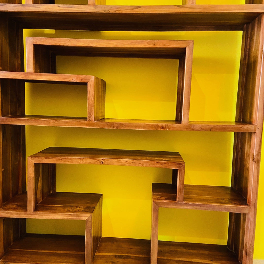 Libreria etnica in legno teak espositore bacheca - ETNICBAY