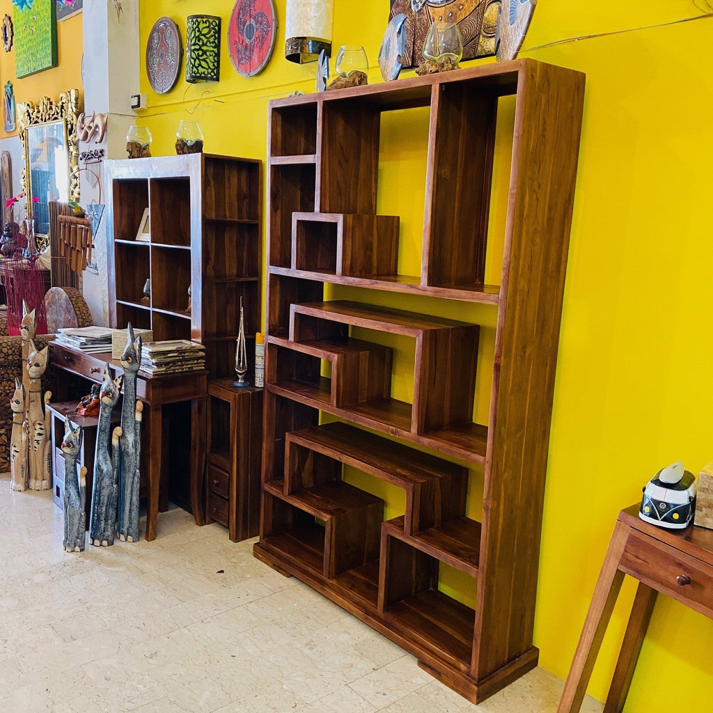 Libreria etnica in legno teak espositore bacheca - ETNICBAY