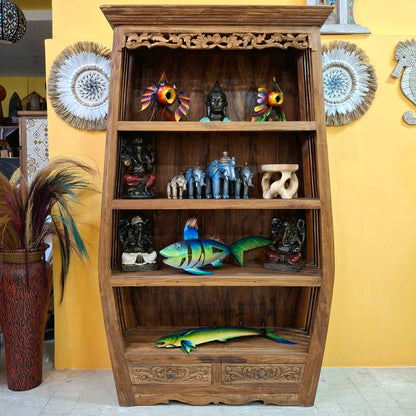 Libreria etnica in legno teak mobile espositore
