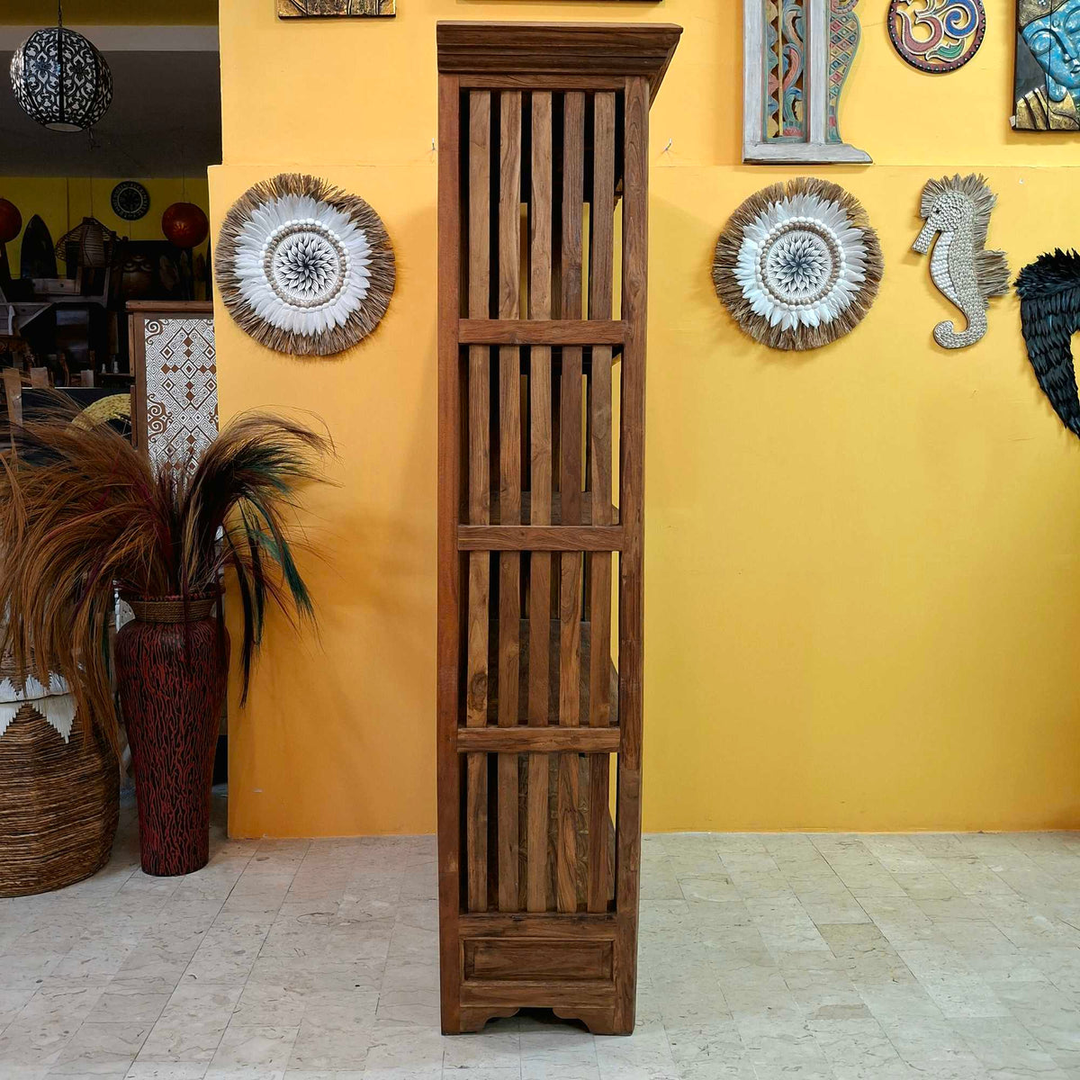 Libreria etnica in legno teak mobile espositore