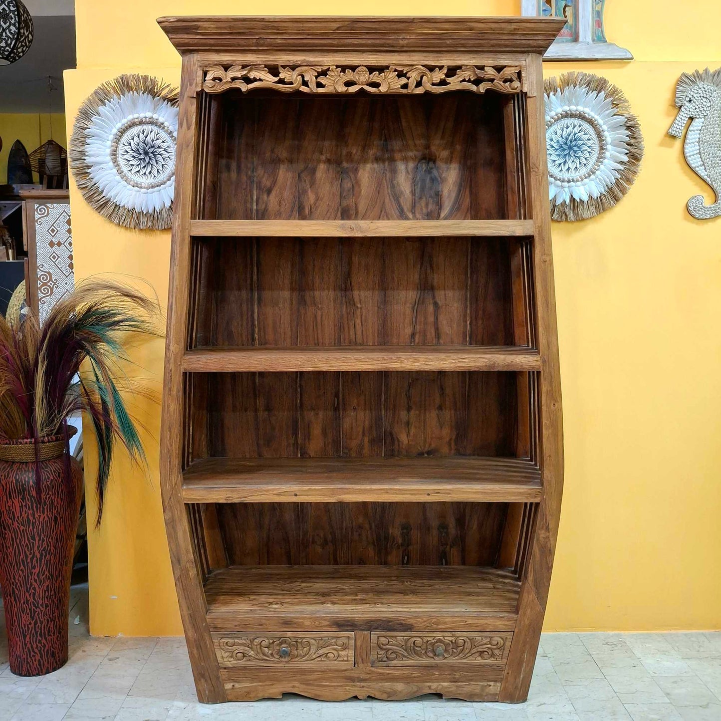 Libreria etnica in legno teak mobile espositore