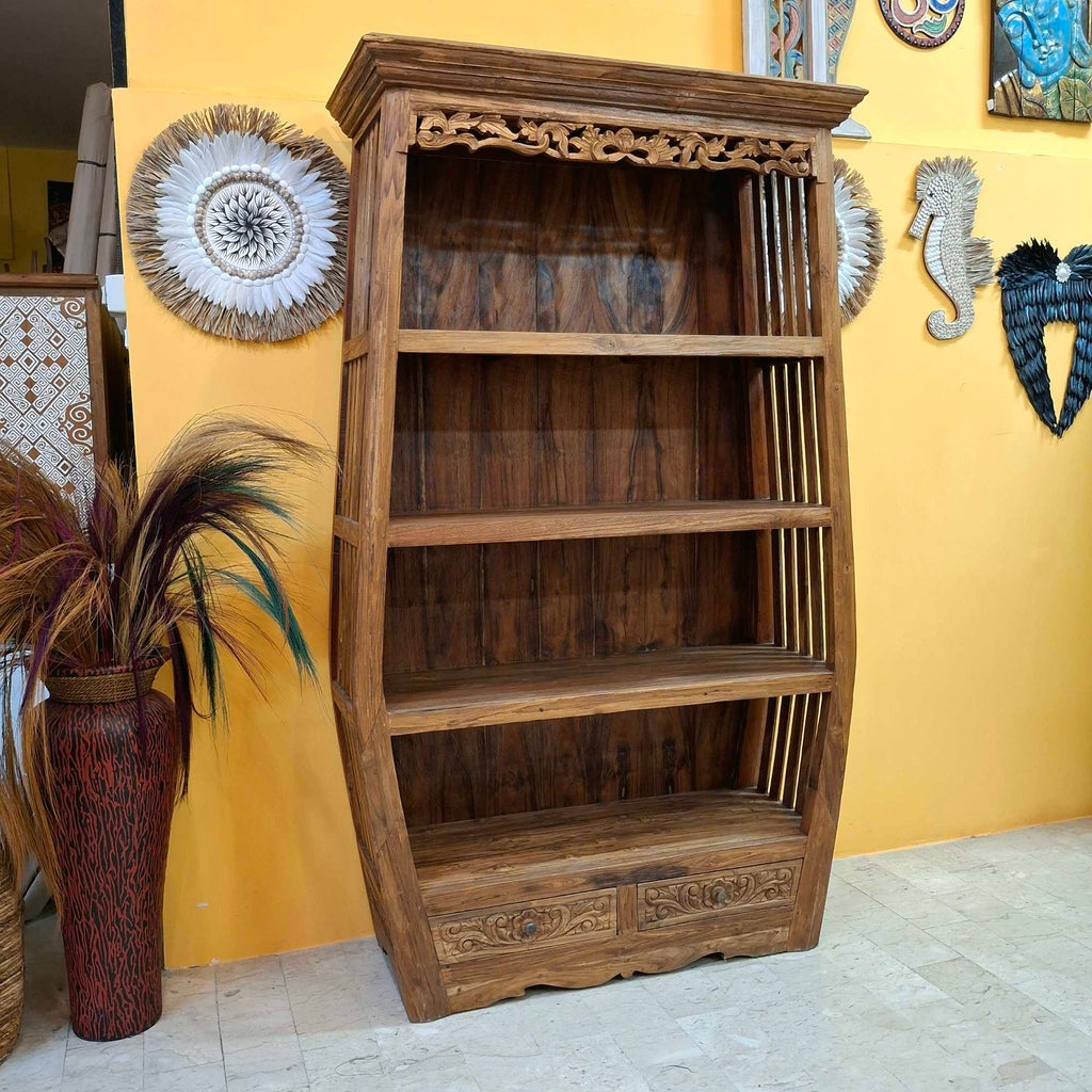 Libreria etnica in legno teak mobile espositore