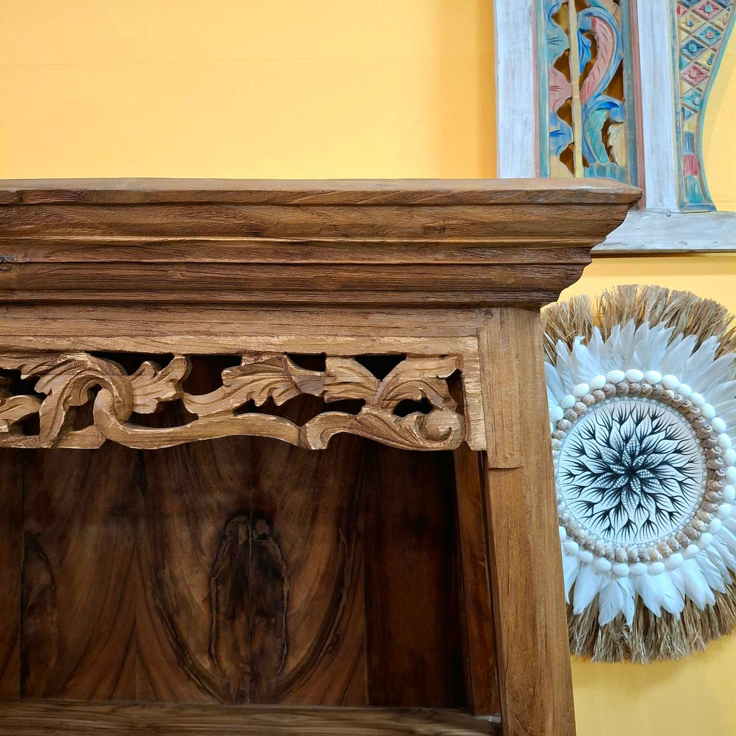 Libreria etnica in legno teak mobile espositore
