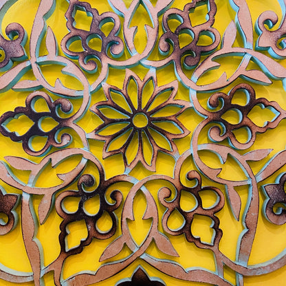 Peinture ethnique mandala fleur de lotus sacrée