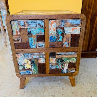 Wabi Sabi bedside table teak wood chest of drawers