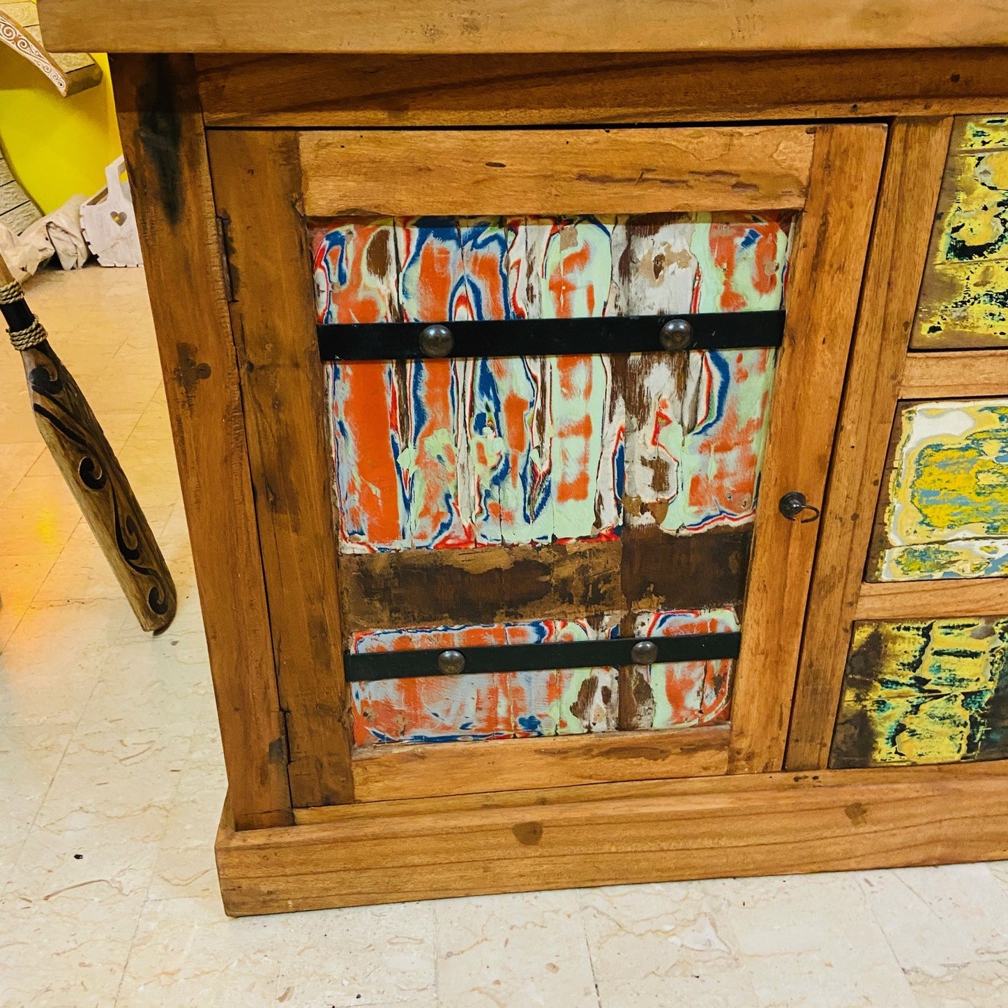 Buffet Etnico Legno Teak Madia Porta Tv Credenza