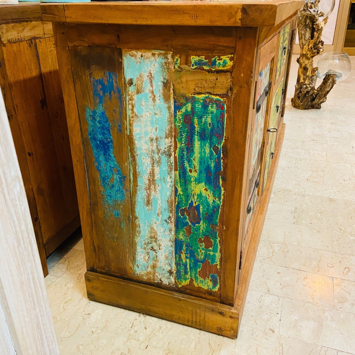 Buffet Etnico Legno Teak Madia Porta Tv Credenza