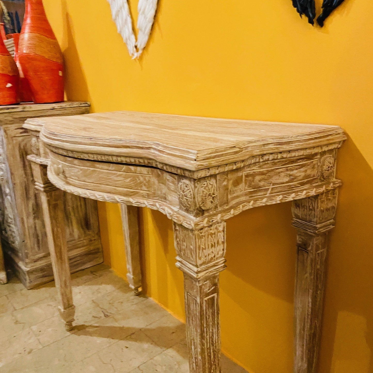 Bureau ethnique en teck Bureau colonial shabby
