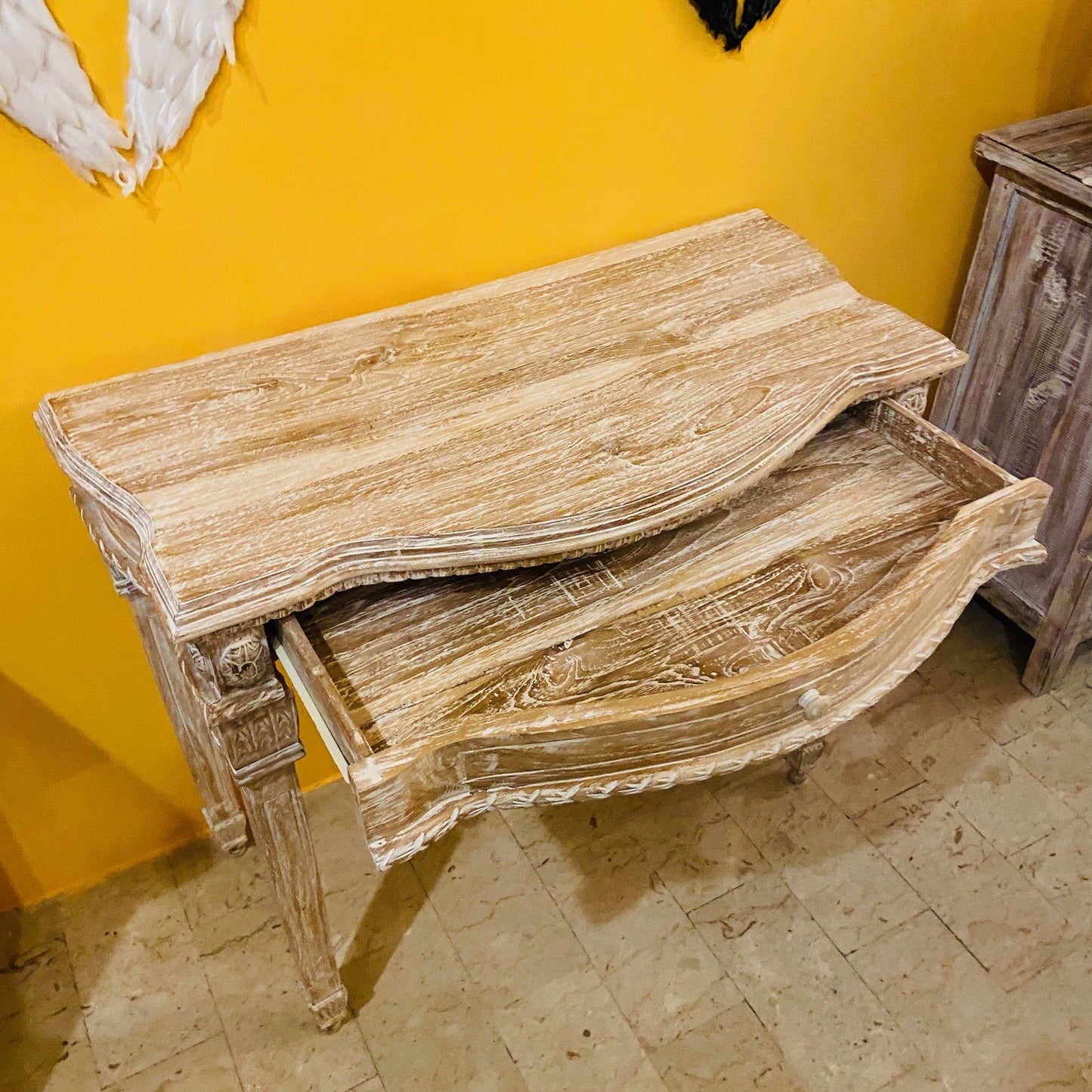 Bureau ethnique en teck Bureau colonial shabby