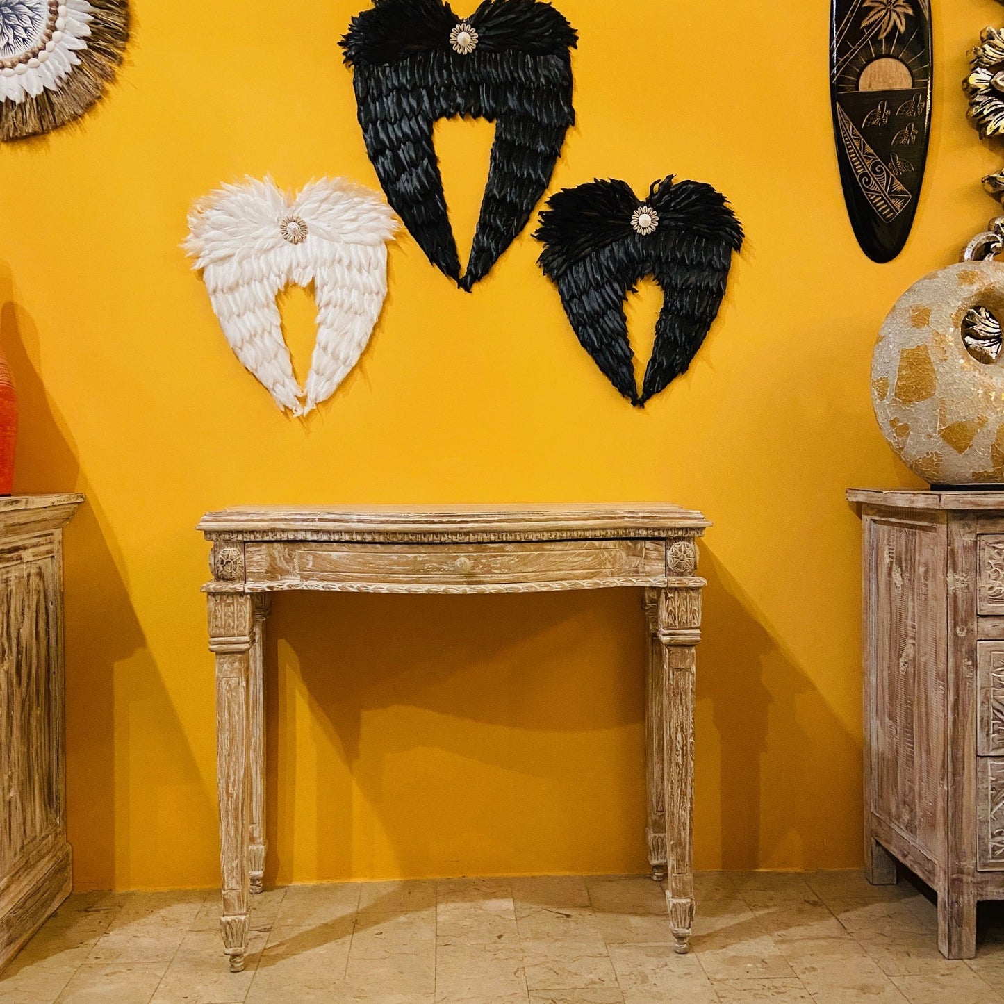 Bureau ethnique en teck Bureau colonial shabby