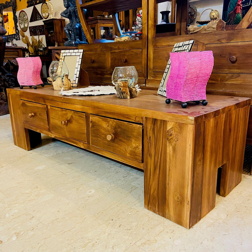 Tavolino Salotto Minimal In Legno Teak Porta Tv - ETNICBAY