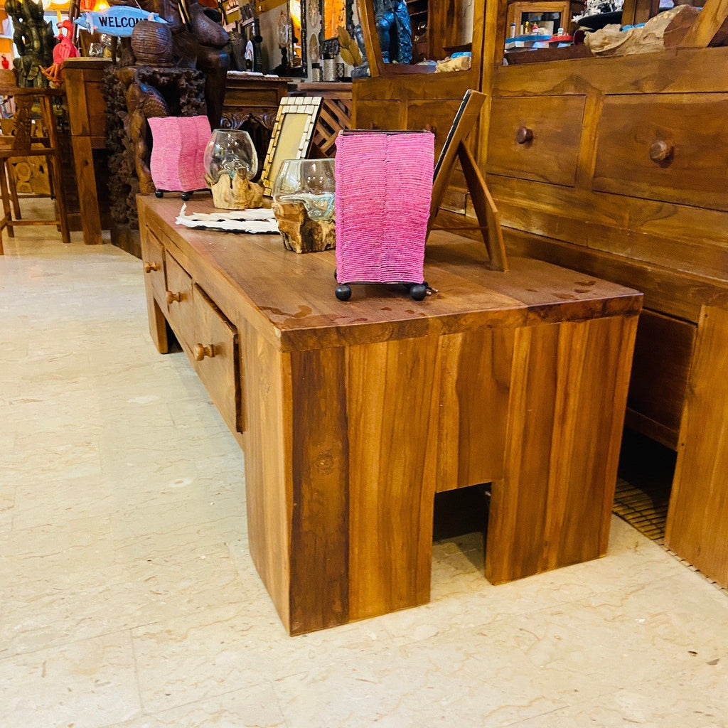 Tavolino Salotto Minimal In Legno Teak Porta Tv - ETNICBAY
