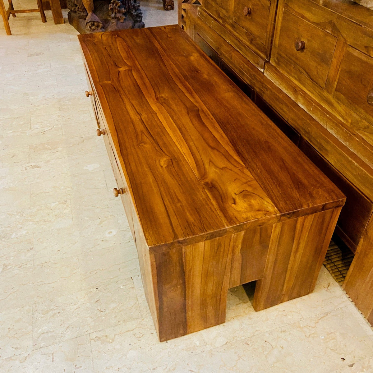Tavolino Salotto Minimal In Legno Teak Porta Tv - ETNICBAY