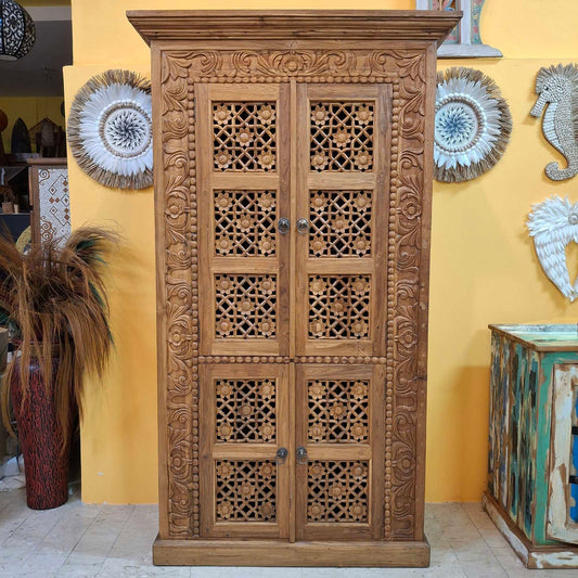 Mobile Credenza etnica in legno teak floreale