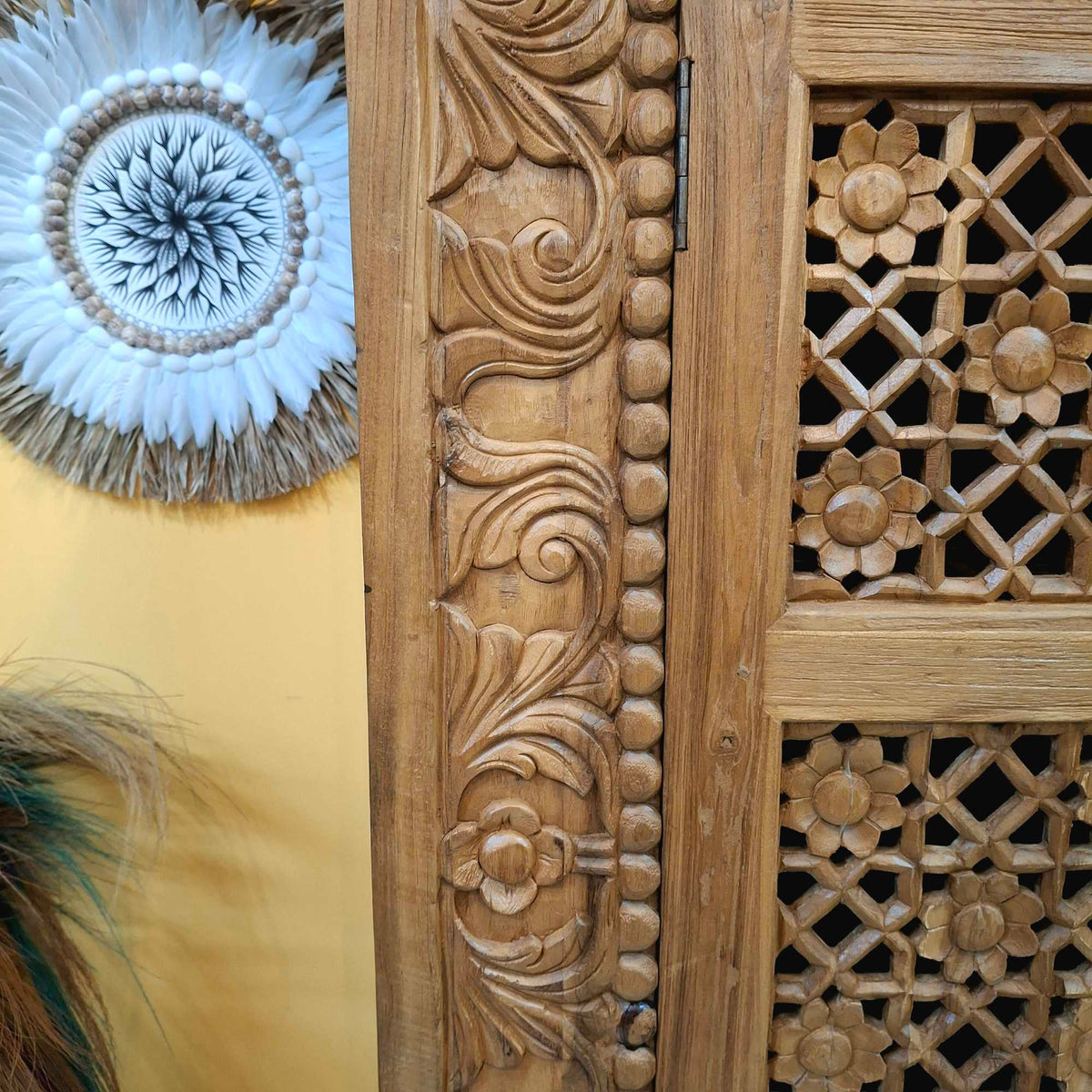 Mobile Credenza etnica in legno teak floreale