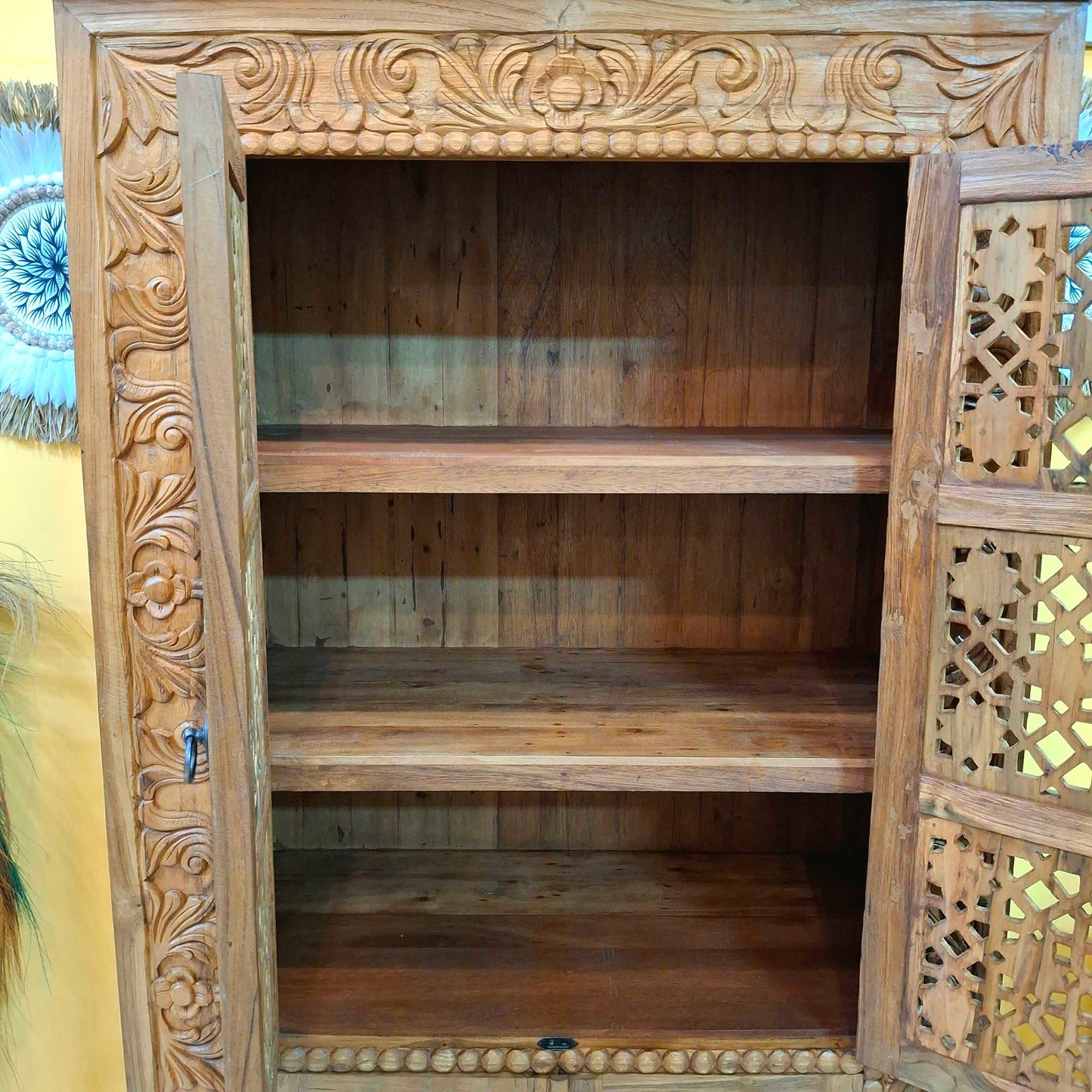 Mobile Credenza etnica in legno teak floreale