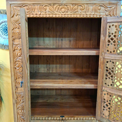 Mobile Credenza etnica in legno teak floreale