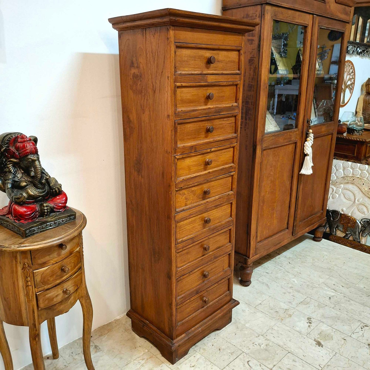 Mobile cassettiera etnica 9 cassetti in legno teak