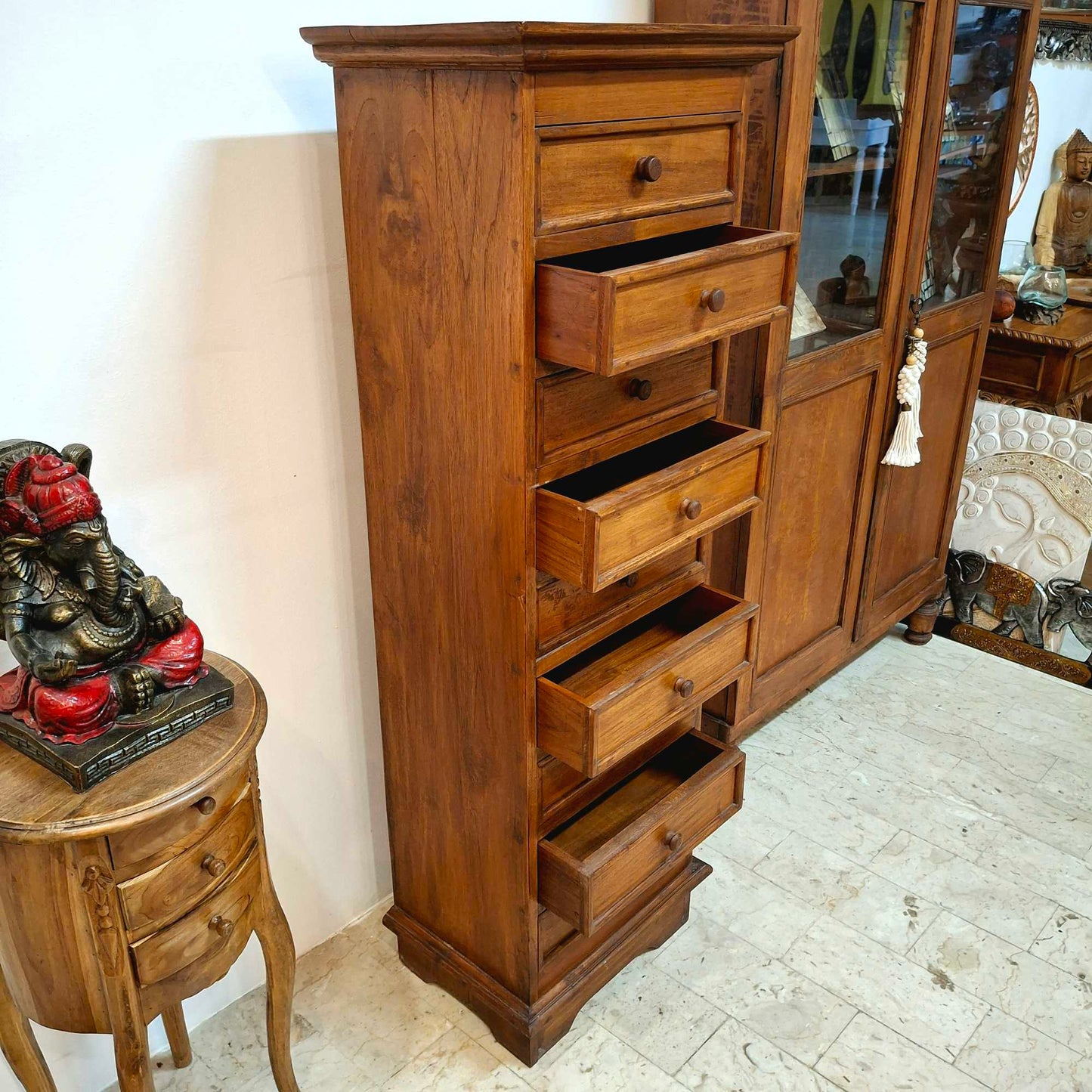 Mobile cassettiera etnica 9 cassetti in legno teak