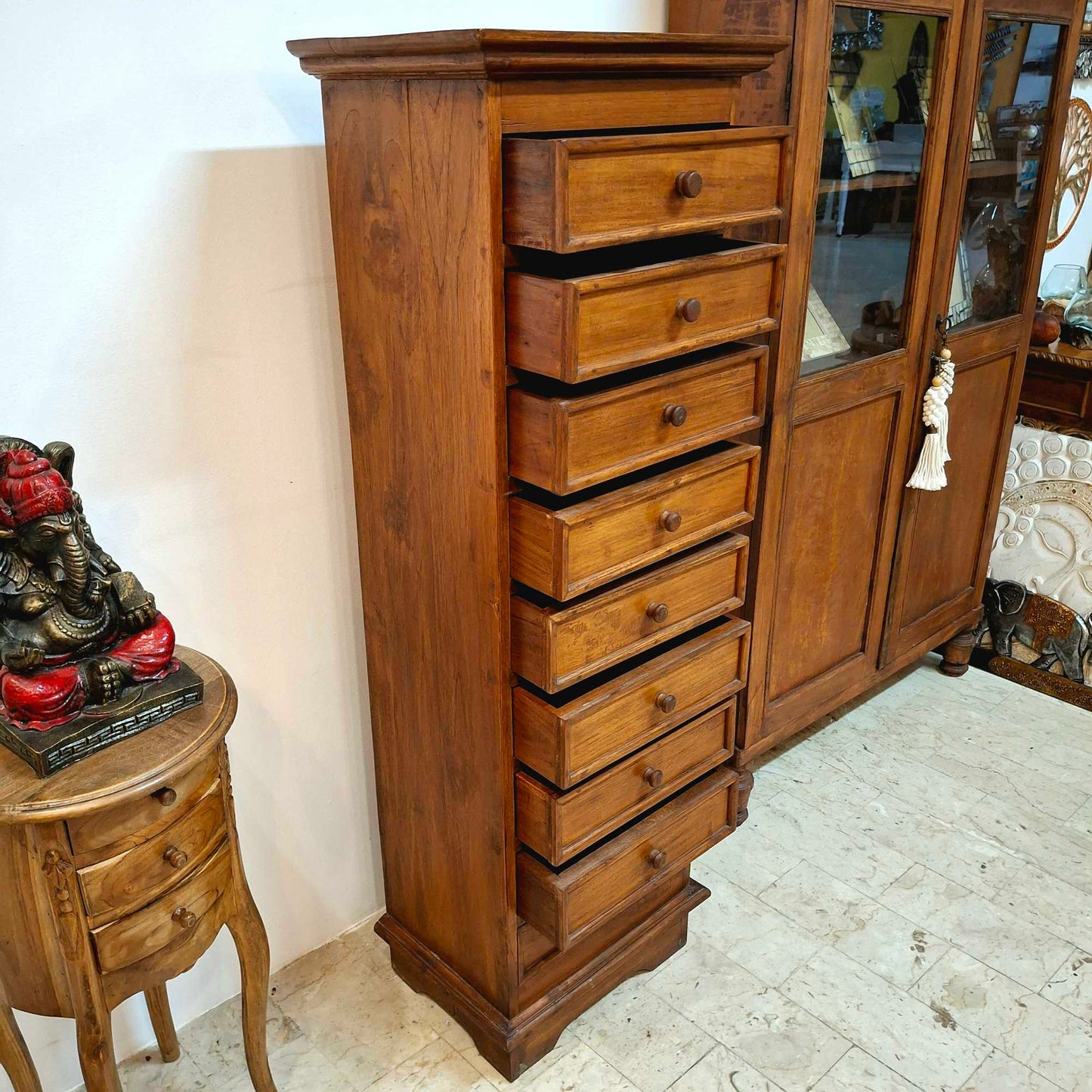 Mobile cassettiera etnica 9 cassetti in legno teak