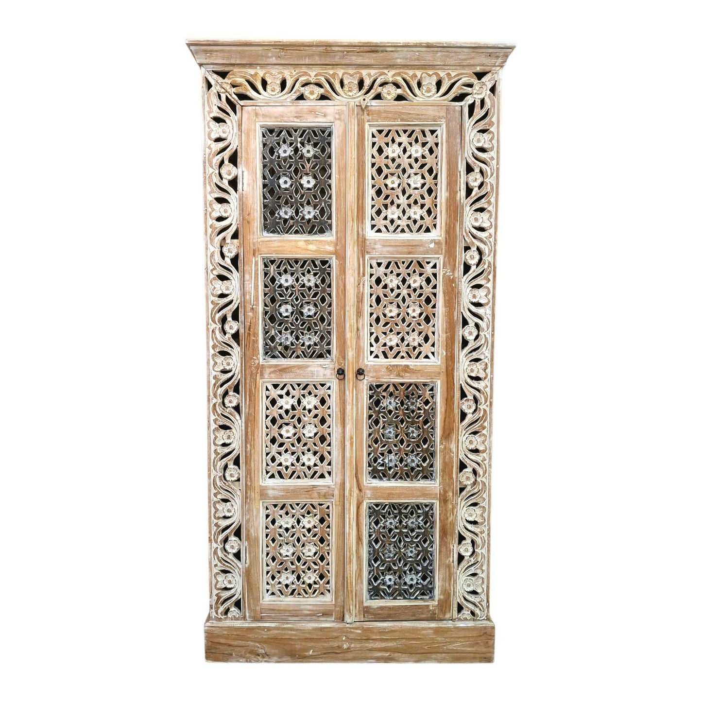Mobile credenza a colonna etnica intagli floreali