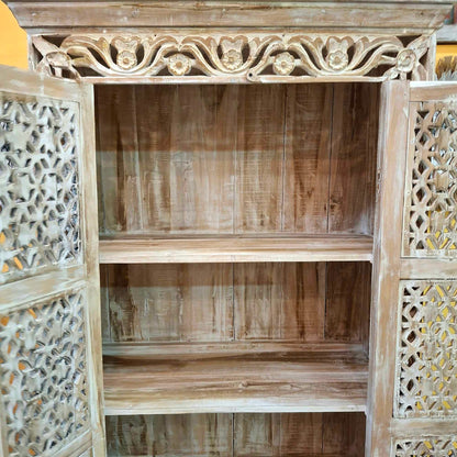Mobile credenza a colonna etnica intagli floreali