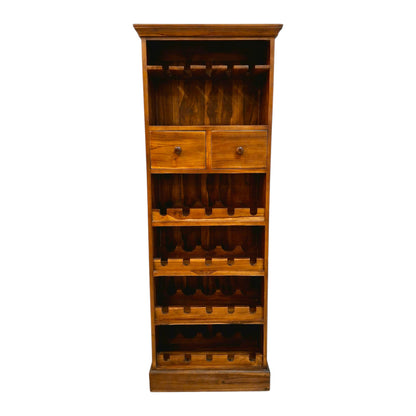 Ethnic mobile wine cellar holder for bottles and glasses