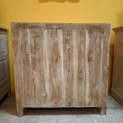 Mobile etnico con intagli floreali in legno teak