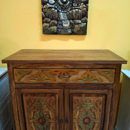 Mobile etnico credenza in teak con cassetti e 2 ante