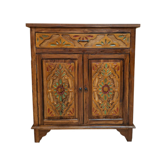 Mobile etnico credenza in teak con cassetti e 2 ante