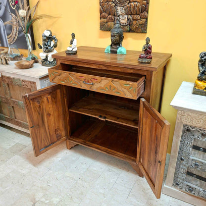 Mobile etnico credenza in teak con cassetti e 2 ante
