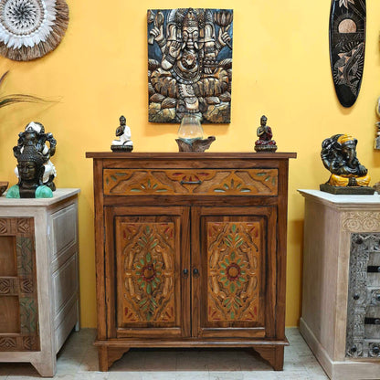 Mobile etnico credenza in teak con cassetti e 2 ante