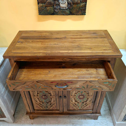 Mobile etnico credenza in teak con cassetti e 2 ante