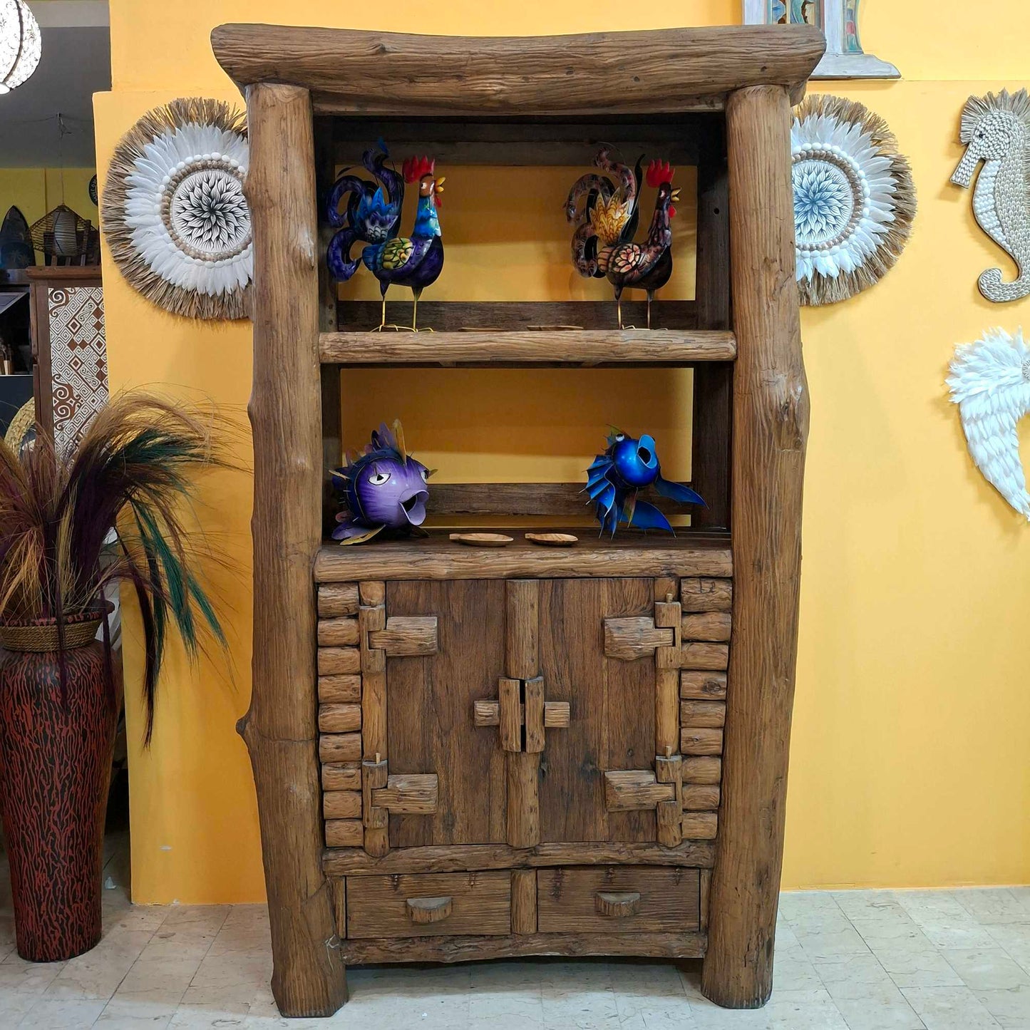 Mobile etnico linea Flintstones in legno teak